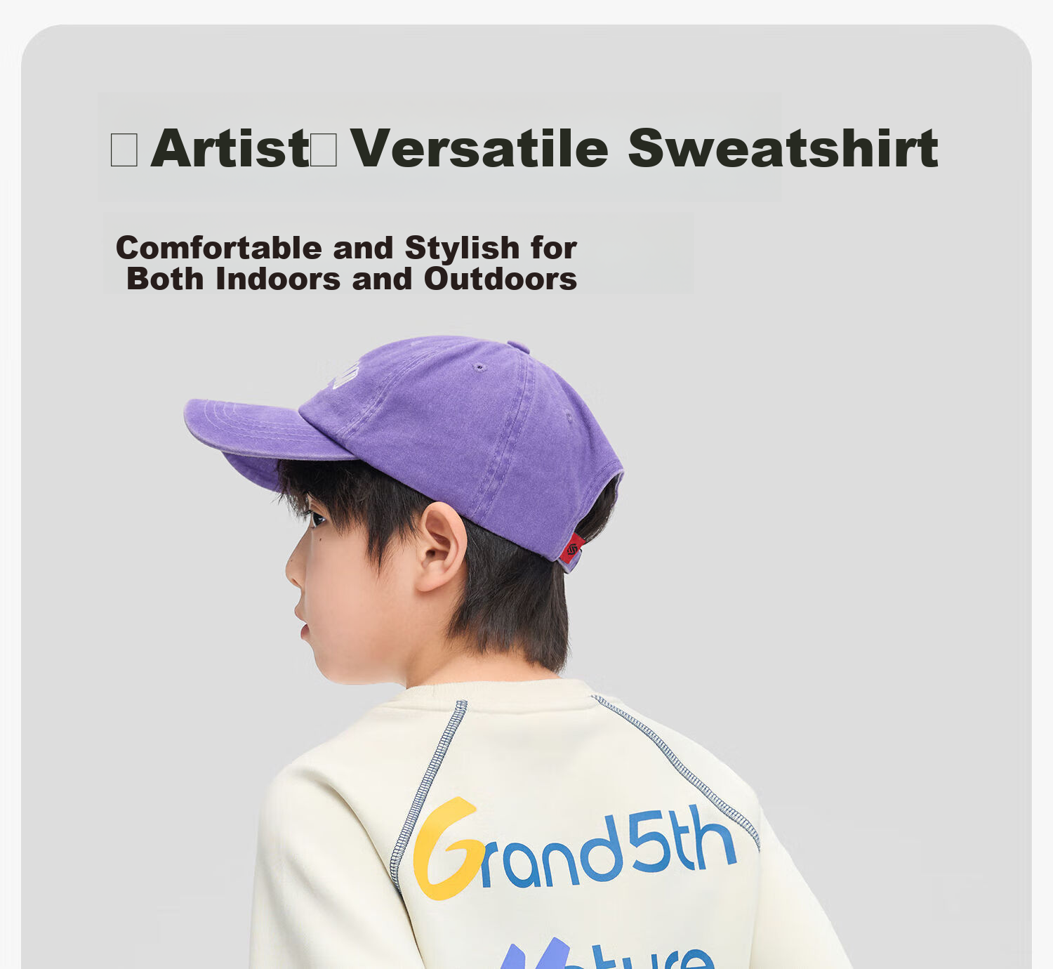 Zuo Xi Kids Boys Sweatshirt 2026 New Spring Children's Letter Graffiti Sports Top Light Gray 165 1